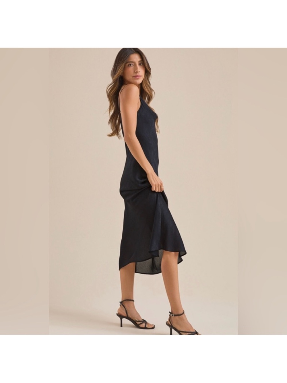 Altar'd State Ava satin Black Slip Midi Dress size small